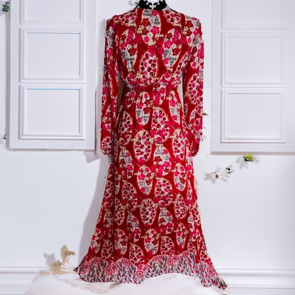 Sophie Max Floral Flowy Handkerchief Hem Maxi Dress Small - Picture 4 of 16